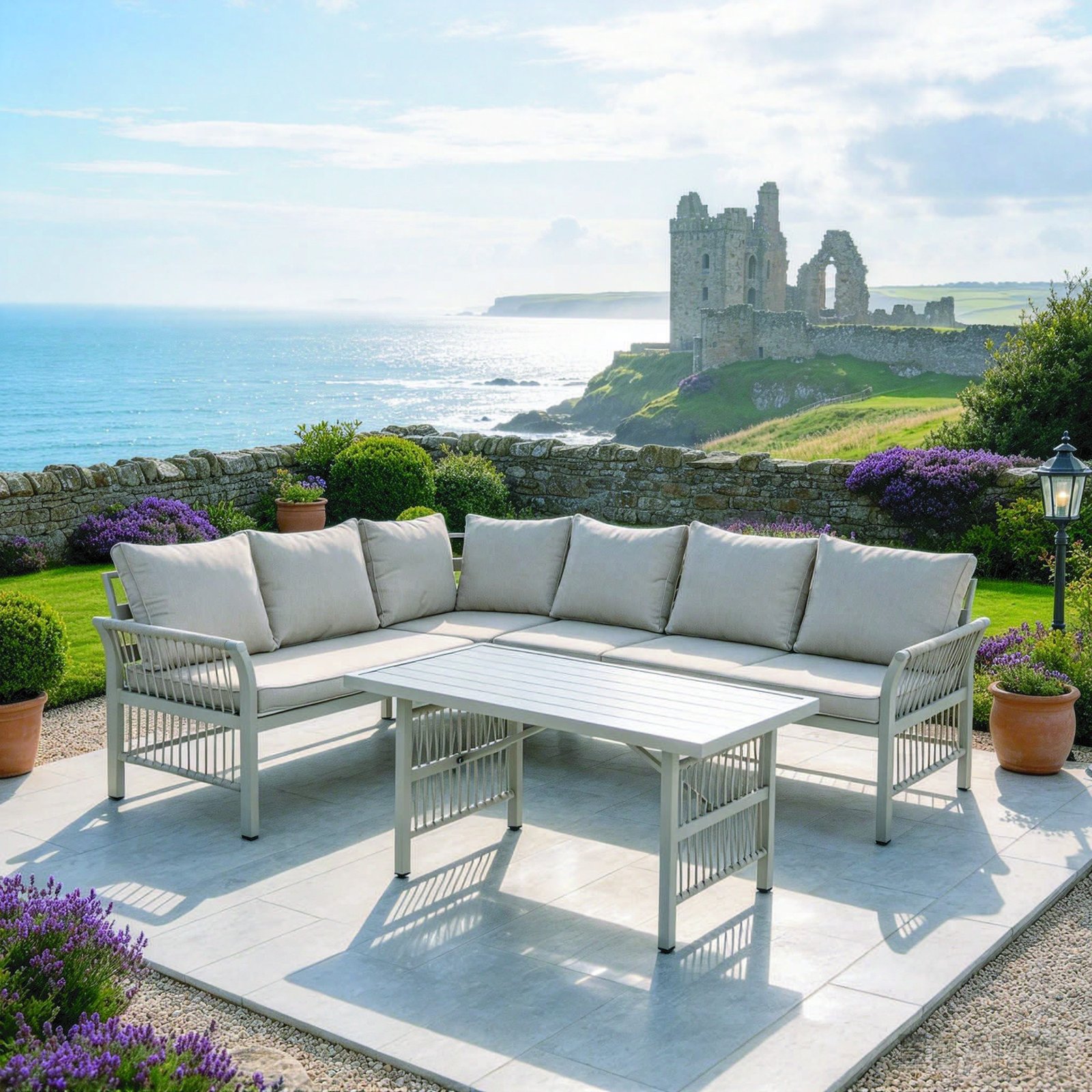 DES25317 Steel rattan corner sofa set