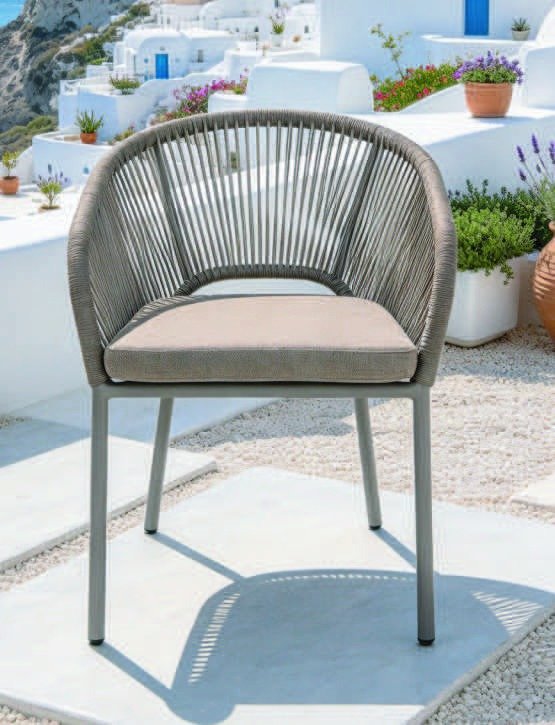 DEA26528 Alu. rope dining chair