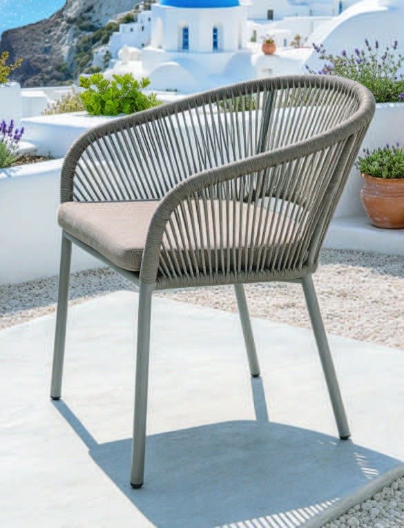 DEA26528 Alu. rope dining chair