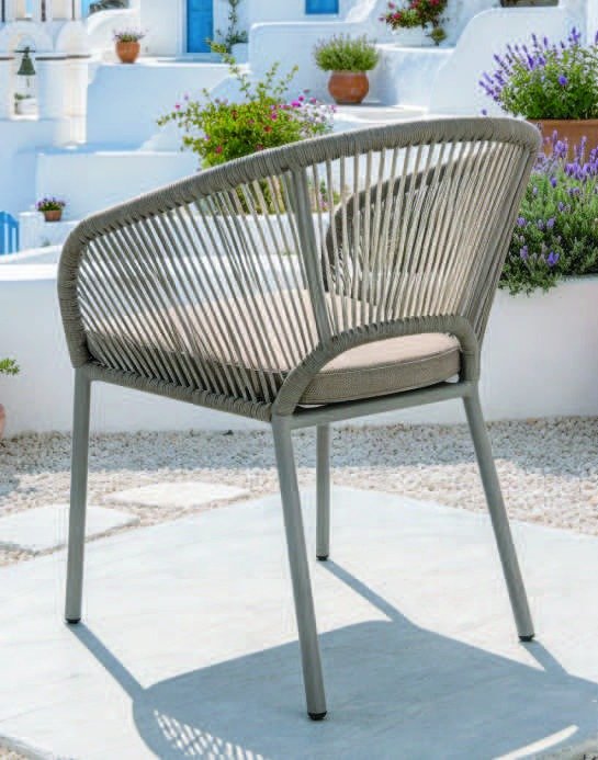 DEA26528 Alu. rope dining chair