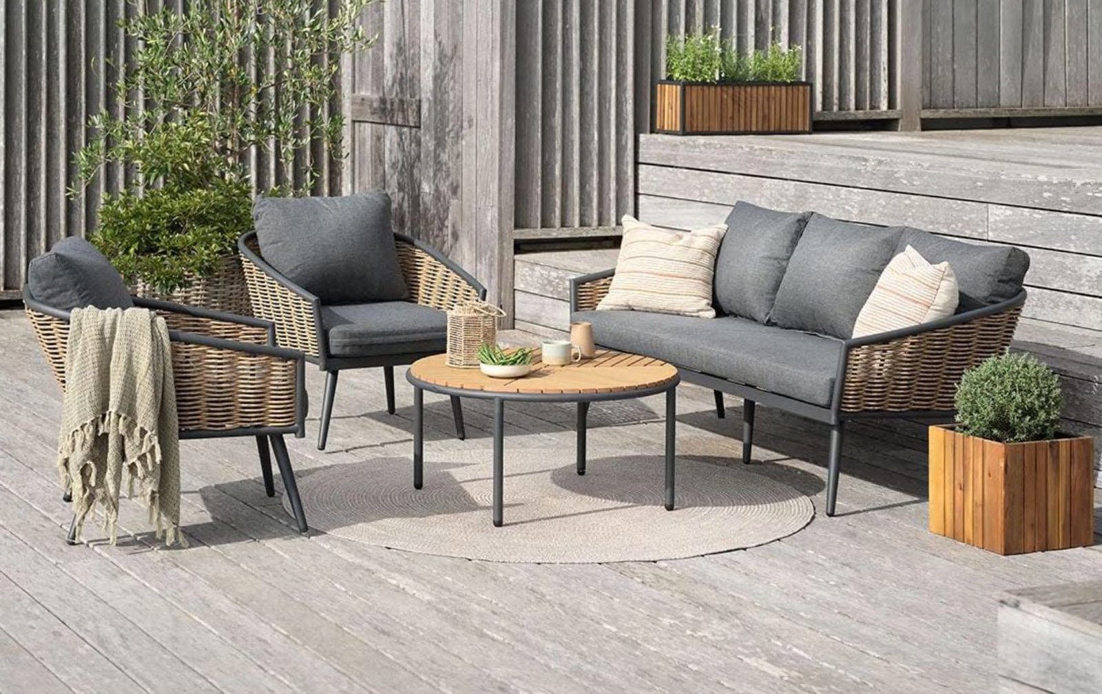 DEA251038 — Alu. rattan sofa set of 4