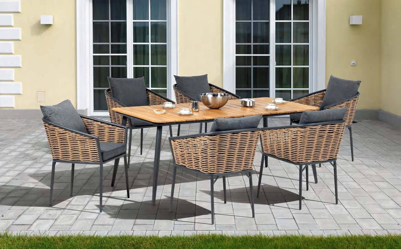 DEA251039 — Alu.rattan dining set of 7