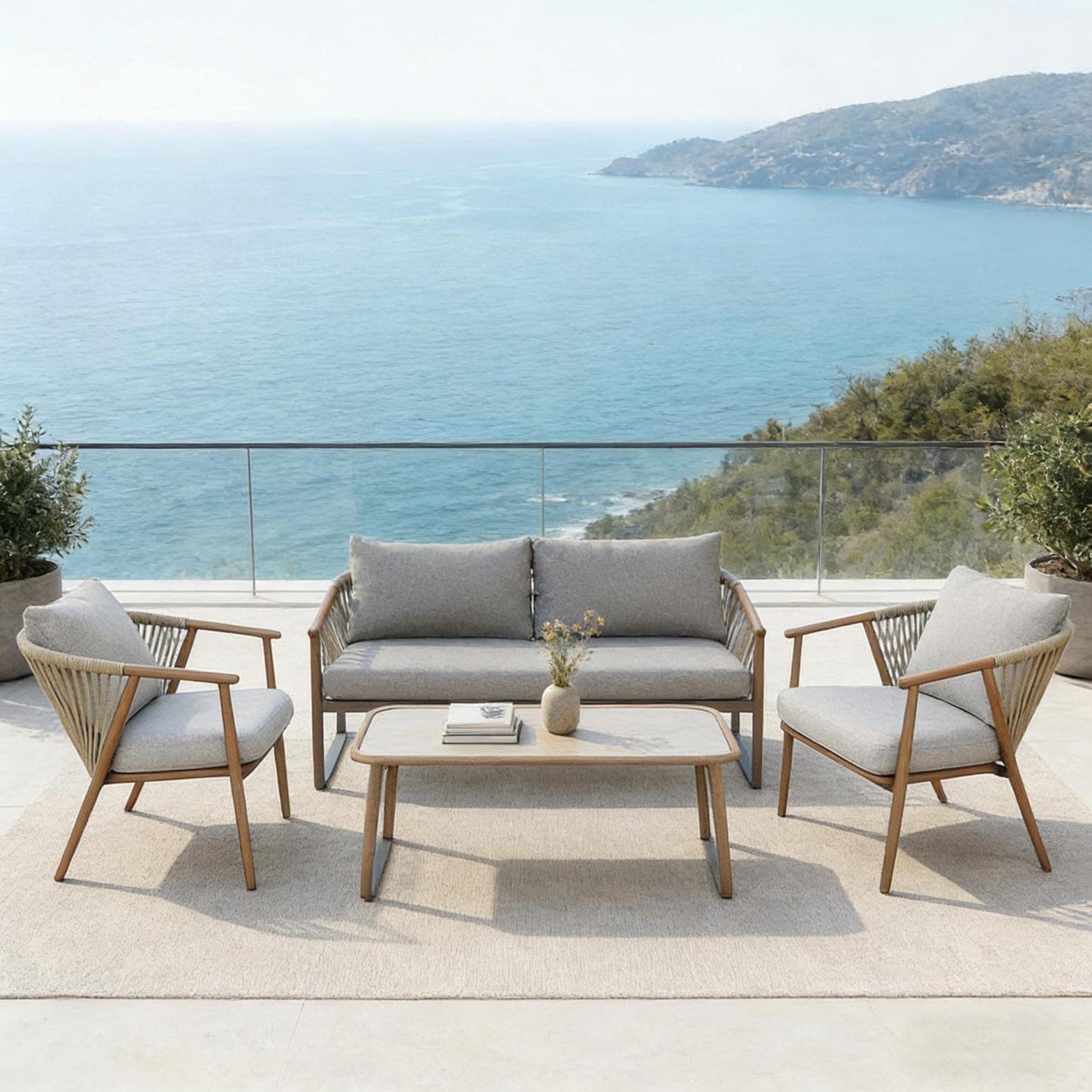 DEA26213 — Alu. rattan sofa set of 4