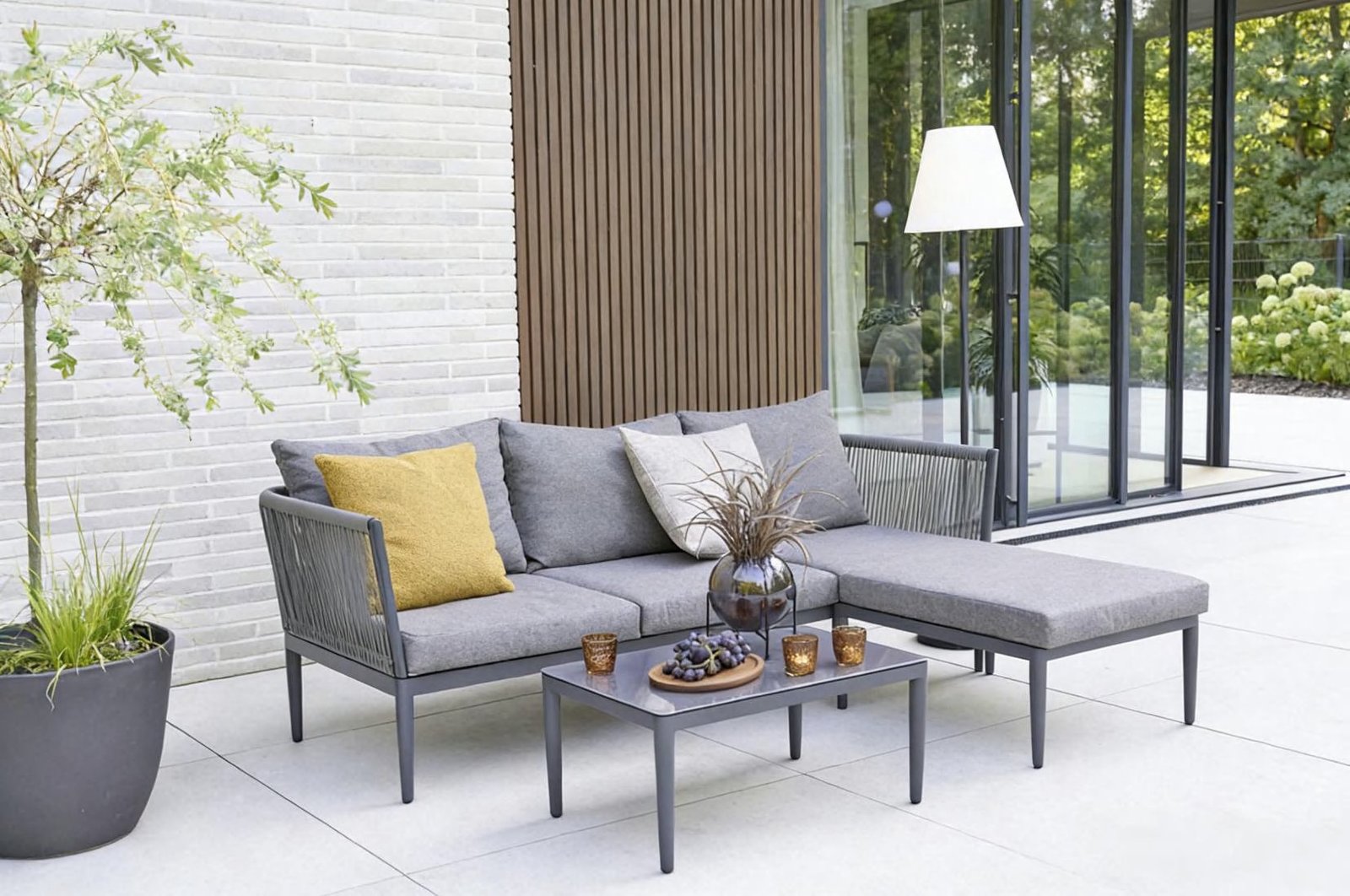 DEA26225 — Alu. rope corner sofa set of 3