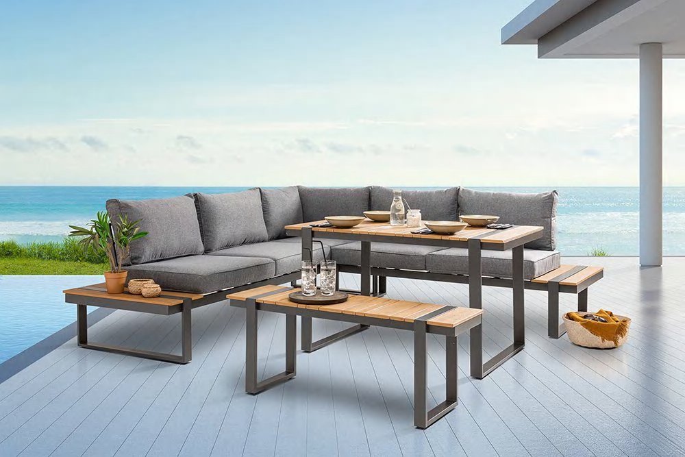DEA26237 — Alu. corner sofa set of 5