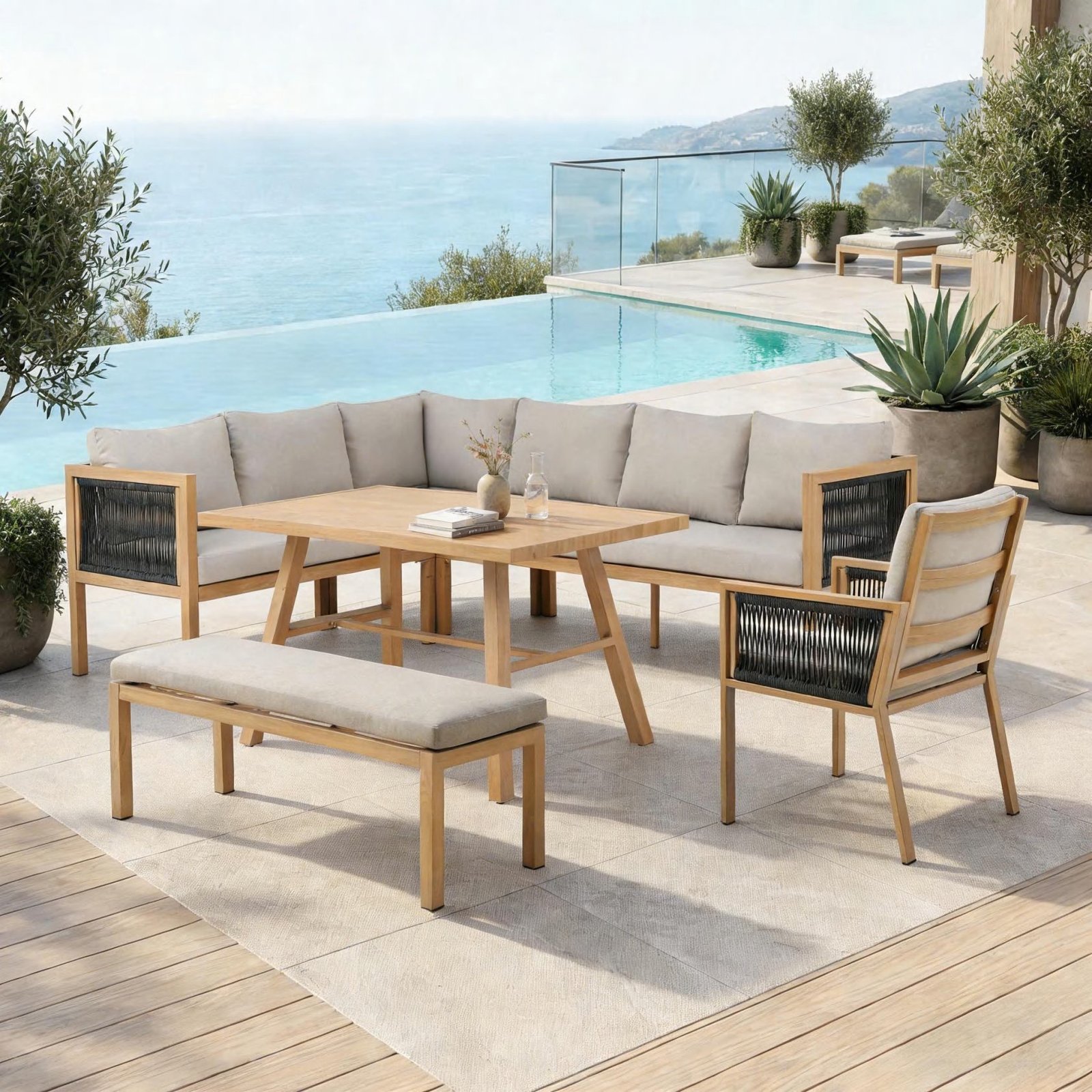 DEA26238 — Alu. rope Lounge Set of 7