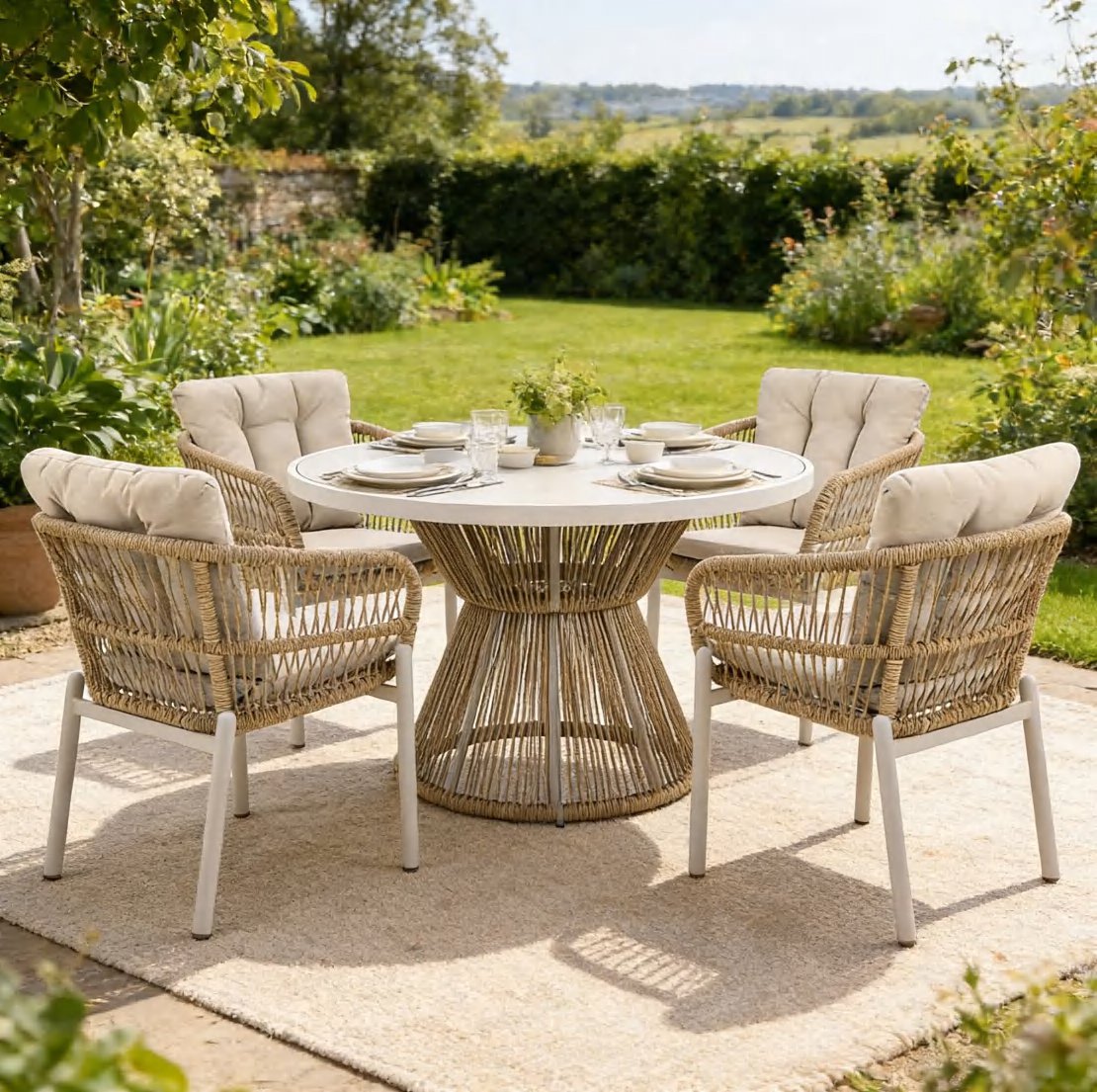 DEA26256 — Alu.rattan dining set of 5