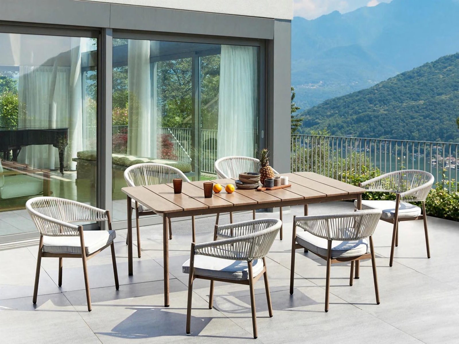 DEA26258 — Alu. rope dining set of 7