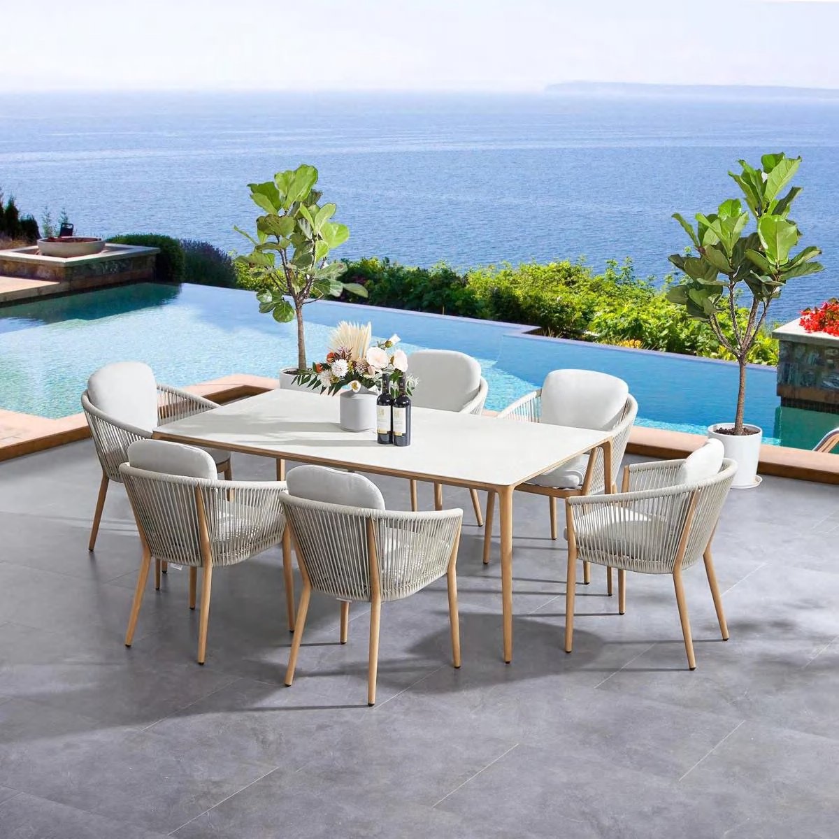 DEA26259 — Alu. rope dining set of 7