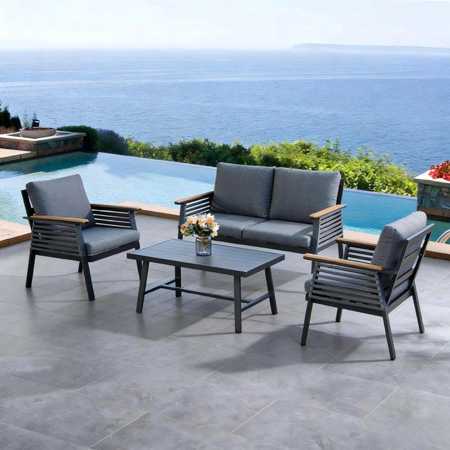 DEA26322 — Alu. rope sofa set of 4