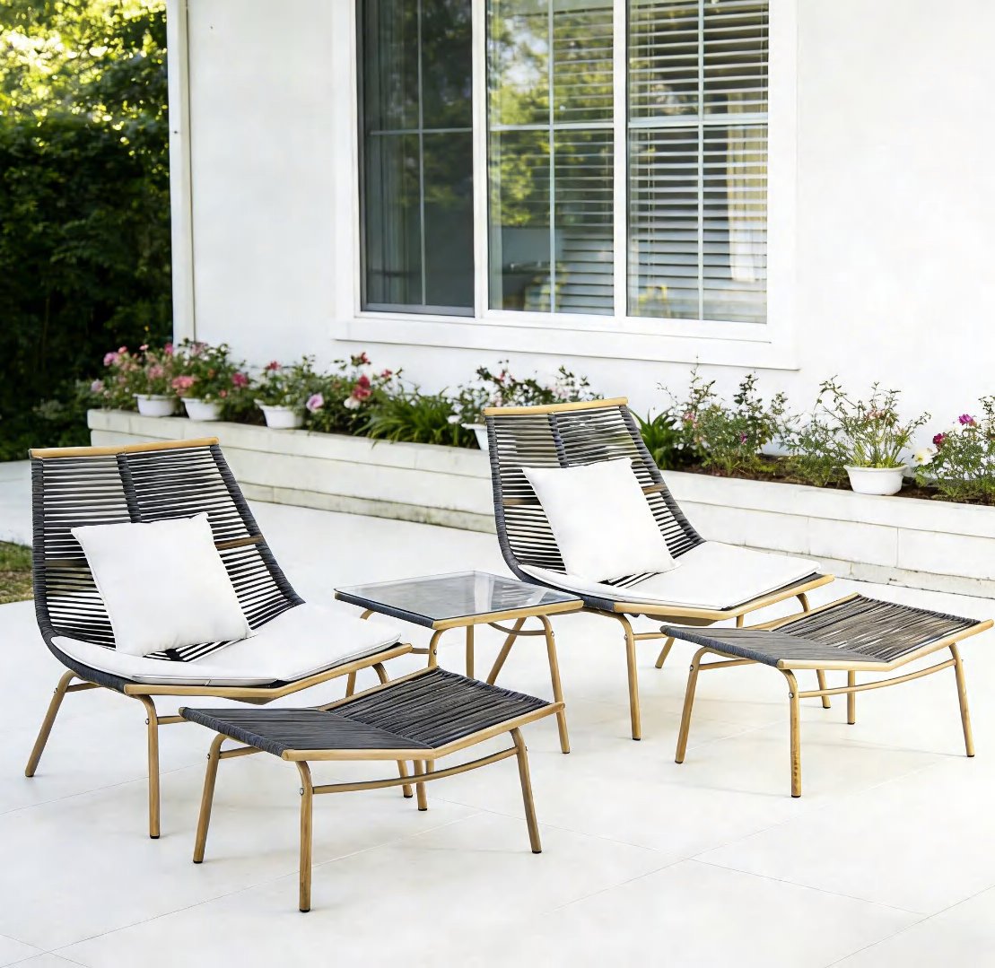 DES26219 — Steel rattan balcony set of 5