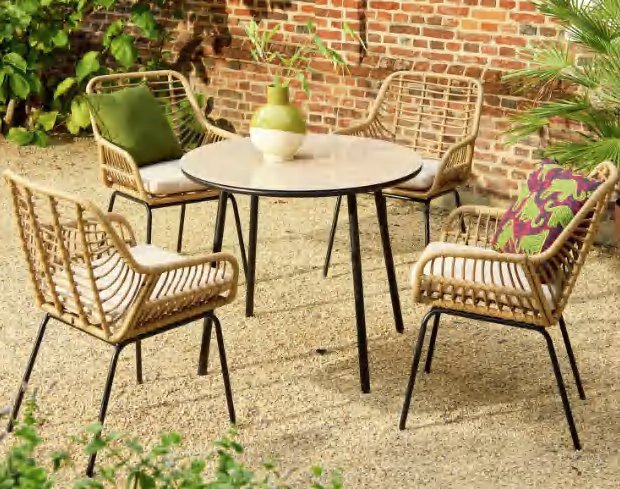 DES26292 — Steel rattan dining set of 5