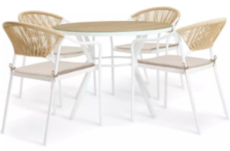 DES26293 — Steel rattan dining set of 5