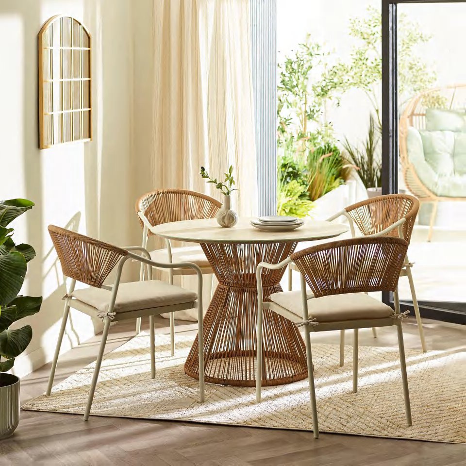 DES26294 — Steel rattan dining set of 5
