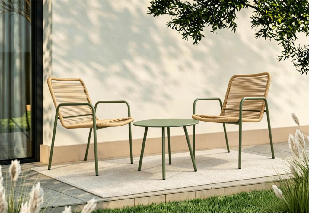 DES26363 — Steel rattan bistro set of 3