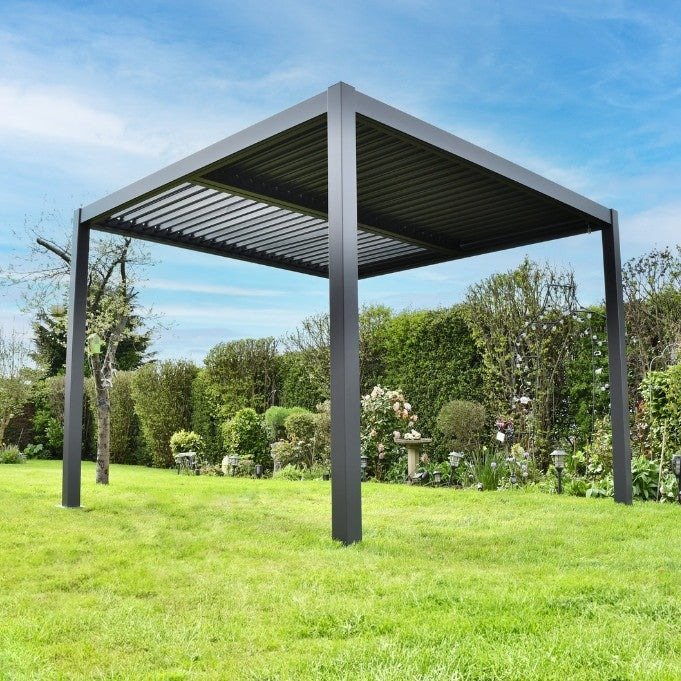 Grey 3x3 louvered aluminium pergola